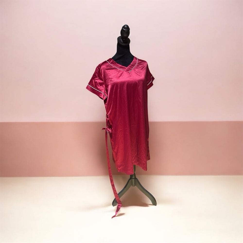 Ekouaer Red Satin vest pajamas Size L B28
